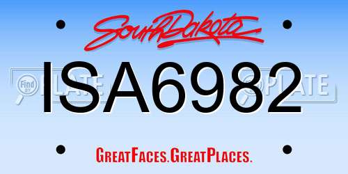 ISA6982 South Dakota License Plate