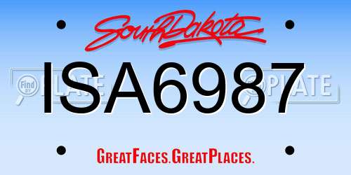 ISA6987 South Dakota License Plate