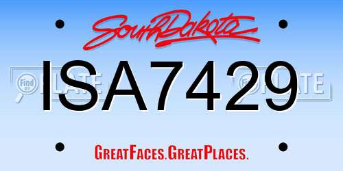 ISA7429 South Dakota License Plate