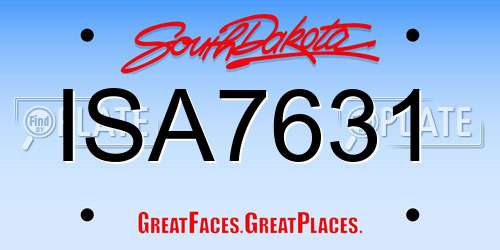 ISA7631 South Dakota License Plate