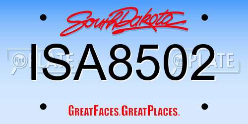 ISA8502 South Dakota License Plate