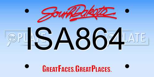 ISA864 South Dakota License Plate