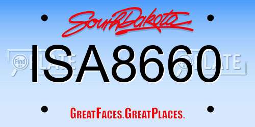 ISA8660 South Dakota License Plate