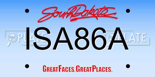 ISA86A South Dakota License Plate