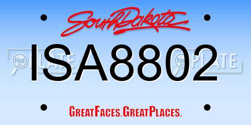 ISA8802 South Dakota License Plate