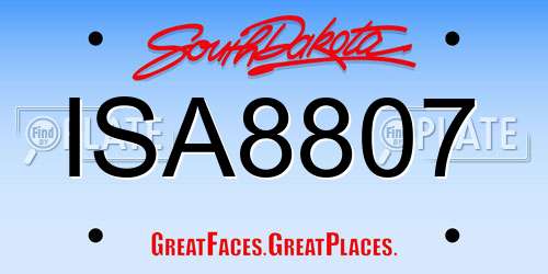 ISA8807 South Dakota License Plate