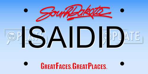 ISAIDID South Dakota License Plate