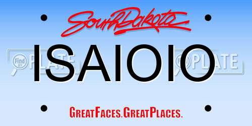 ISAIOIO South Dakota License Plate