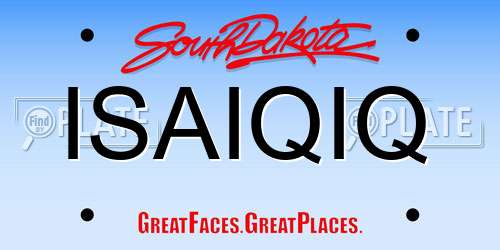 ISAIQIQ South Dakota License Plate