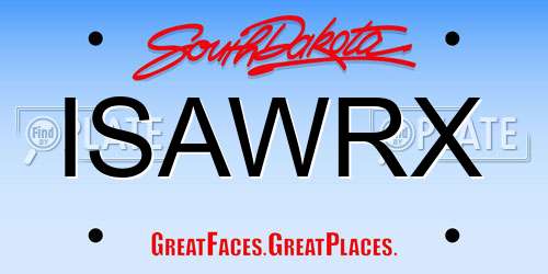 ISAWRX South Dakota License Plate
