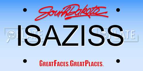 ISAZISS South Dakota License Plate