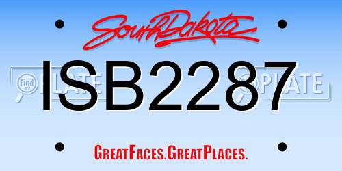 ISB2287 South Dakota License Plate