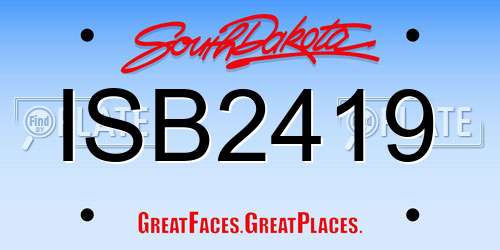ISB2419 South Dakota License Plate