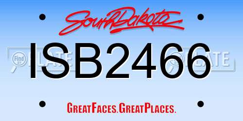 ISB2466 South Dakota License Plate
