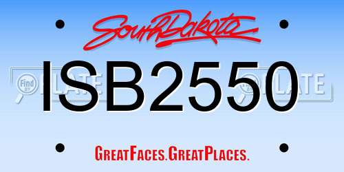 ISB2550 South Dakota License Plate