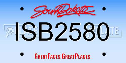 ISB2580 South Dakota License Plate