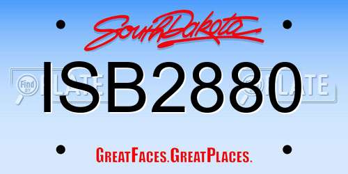 ISB2880 South Dakota License Plate