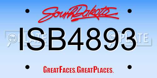 ISB4893 South Dakota License Plate