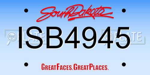 ISB4945 South Dakota License Plate