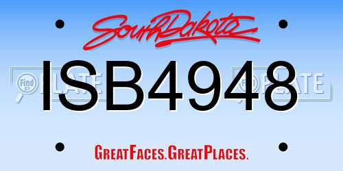 ISB4948 South Dakota License Plate
