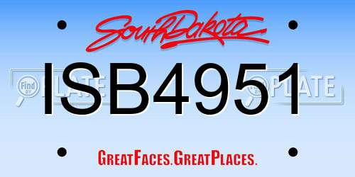 ISB4951 South Dakota License Plate