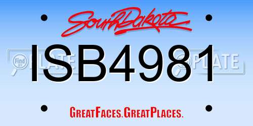 ISB4981 South Dakota License Plate