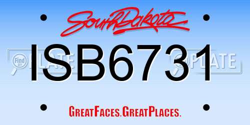 ISB6731 South Dakota License Plate