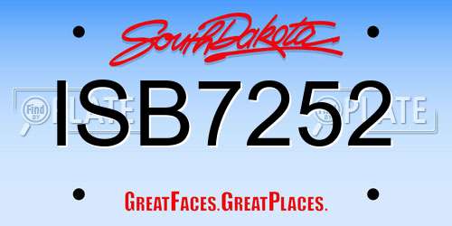ISB7252 South Dakota License Plate