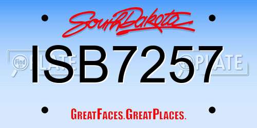 ISB7257 South Dakota License Plate