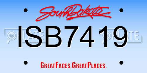 ISB7419 South Dakota License Plate