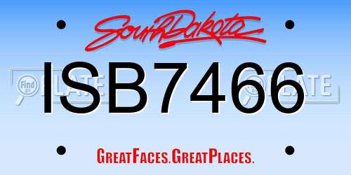 ISB7466 South Dakota License Plate