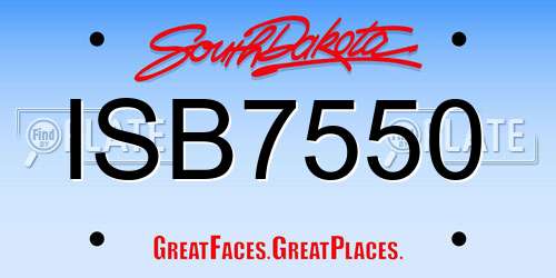 ISB7550 South Dakota License Plate