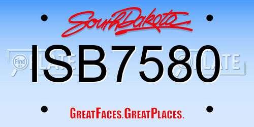 ISB7580 South Dakota License Plate