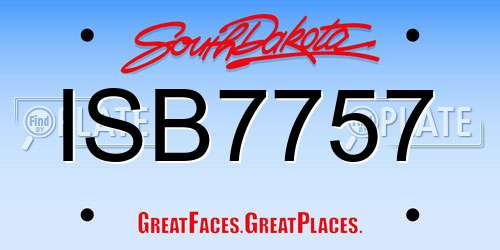 ISB7757 South Dakota License Plate