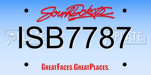 ISB7787 South Dakota License Plate