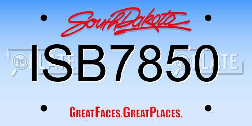 ISB7850 South Dakota License Plate