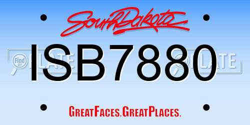 ISB7880 South Dakota License Plate