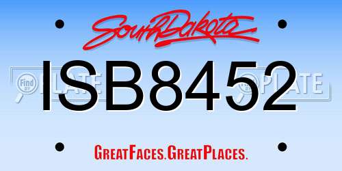 ISB8452 South Dakota License Plate