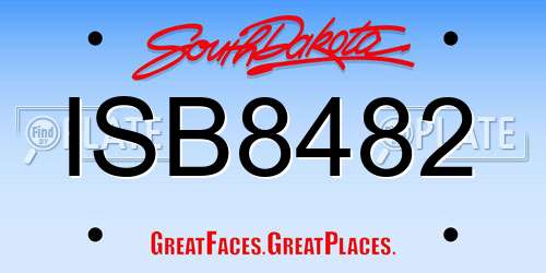 ISB8482 South Dakota License Plate