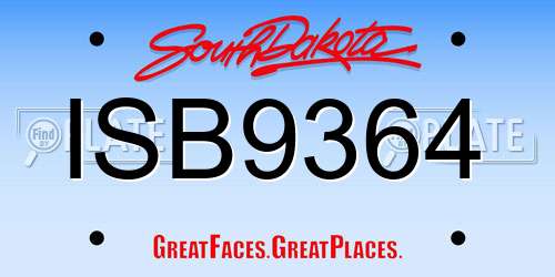 ISB9364 South Dakota License Plate