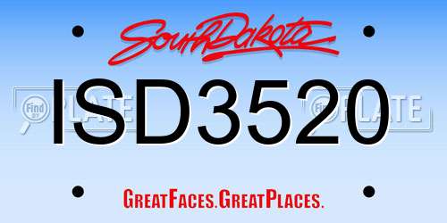 ISD3520 South Dakota License Plate