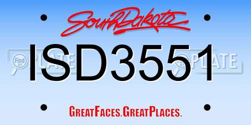 ISD3551 South Dakota License Plate