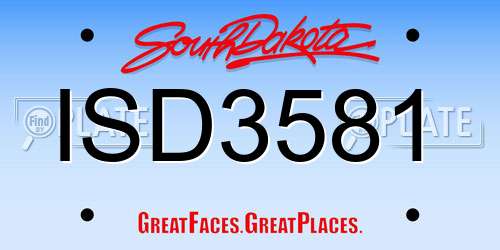 ISD3581 South Dakota License Plate