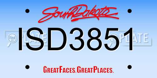 ISD3851 South Dakota License Plate