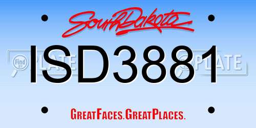 ISD3881 South Dakota License Plate