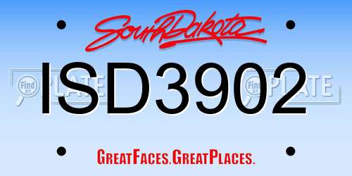 ISD3902 South Dakota License Plate