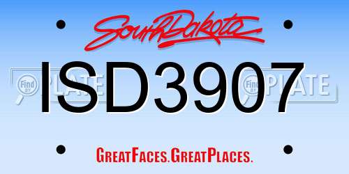 ISD3907 South Dakota License Plate