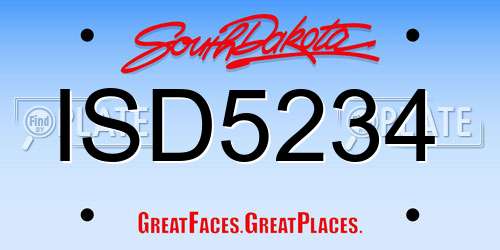 ISD5234 South Dakota License Plate