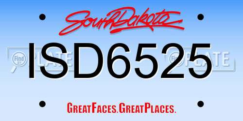 ISD6525 South Dakota License Plate
