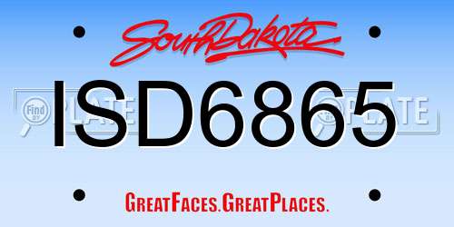 ISD6865 South Dakota License Plate